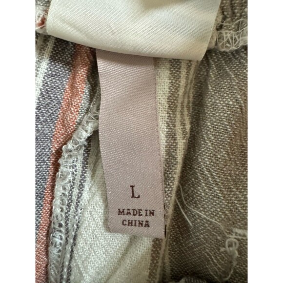 Knox Rose Wide Leg Pants Womens L Multicolor Striped Linen Rayon Blend Boho - Picture 5 of 7